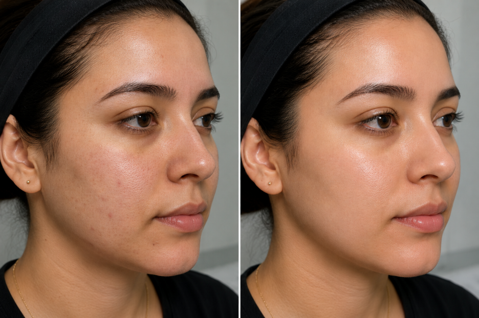 HydraFacial results analysis, comparison of before HydraFacial and after HydraFacial.

